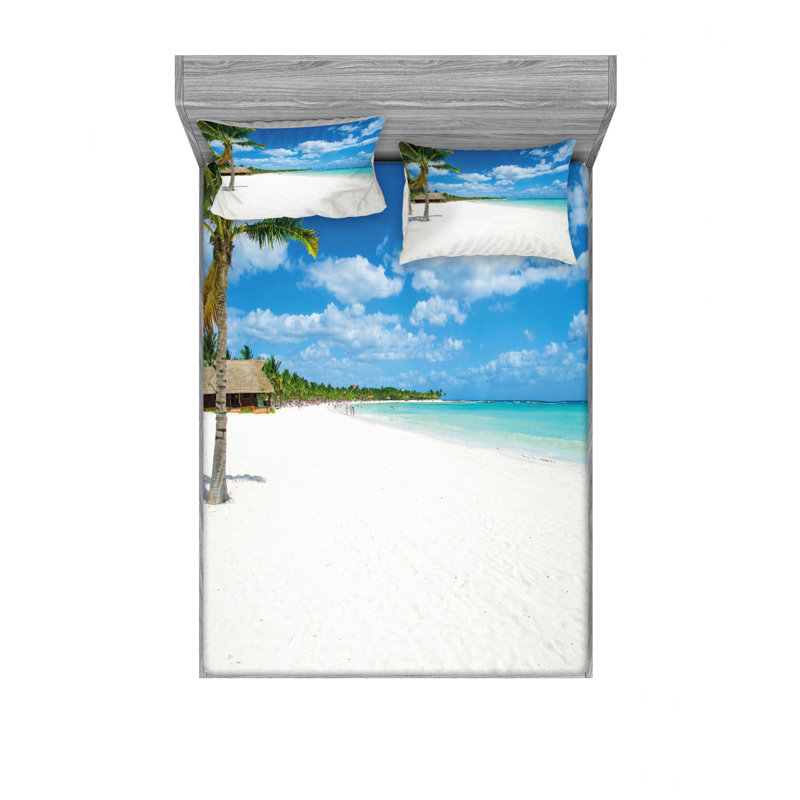 Ensemble de draps Tropical Exotic Seashore, Ensemble de draps pour lit double avec un drap-hou