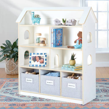 Children's bookcase, rotating shelf, Christmas tree shape, with 4 shelves,  made of white MDF wood