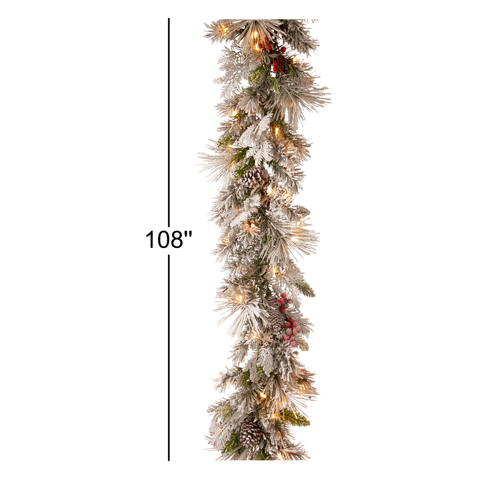 The Holiday Aisle® 9ft. Snowy Bedford Pine Garland with LED Lights