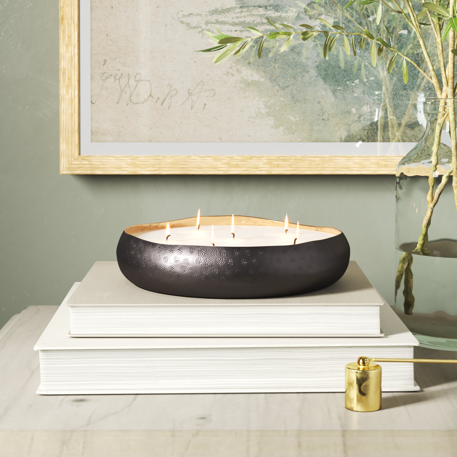 Alaini 6-Wick Oudh Noir Scented Tealight Candle Tray
