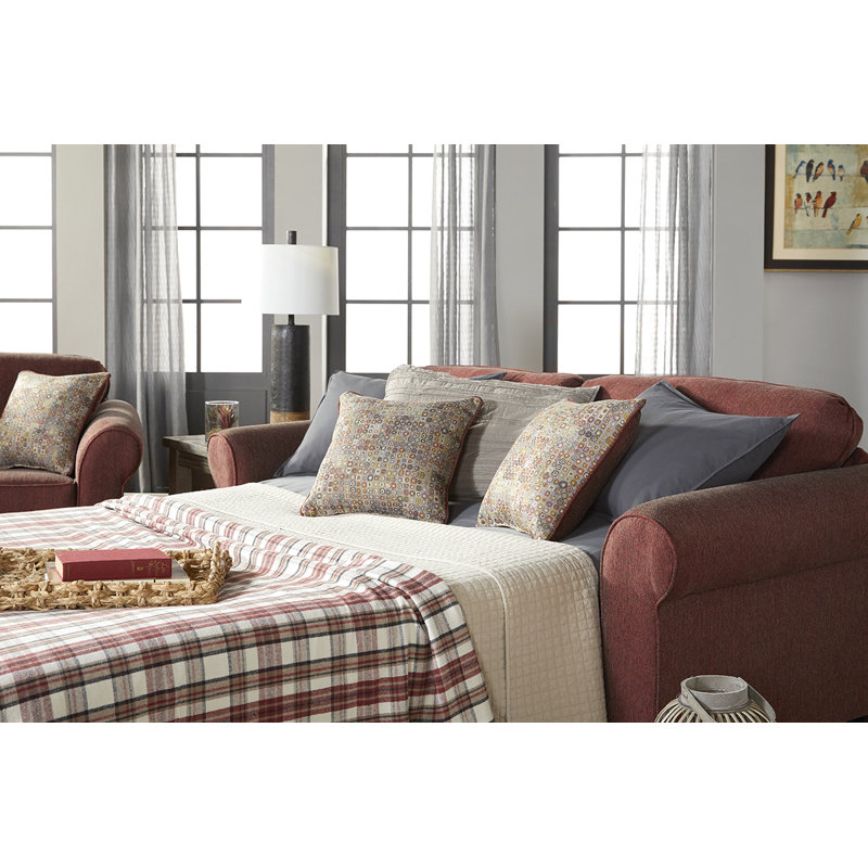 Ahniyla Upholstered 78'' Sleeper Sofa, Red Polyester
