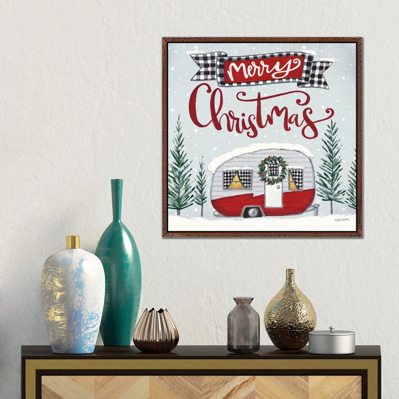 Merry Christmas Camper by Sara Baker - Gallery-Wrapped Canvas Giclée on Canvas, Classic Wood Framed, 45.72 cm H x 45.72 cm W