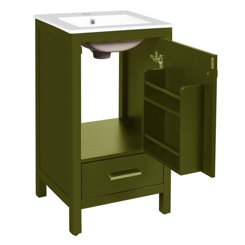 18'' Bathroom Vanity With Ceramic Top, Green