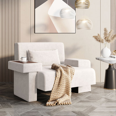 Fauteuil moderne surdimensionné de 48 po de largeur avec fauteuil rembourré, structure en bois robuste et coussin moelleux pour le salon
