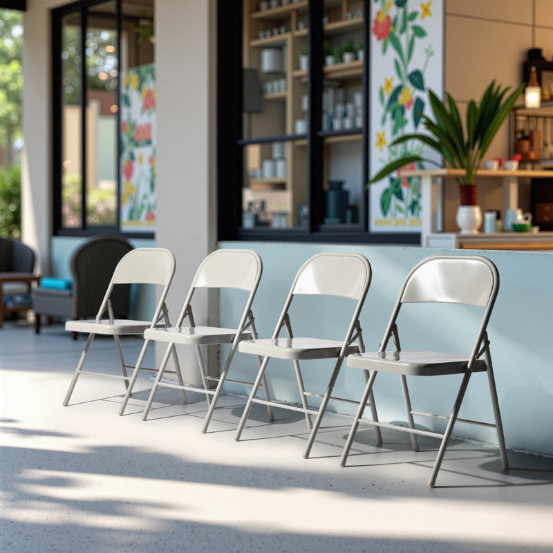 Durable Foldable All-Metal Chairs - Set of 8 for Versatile Use, Gray