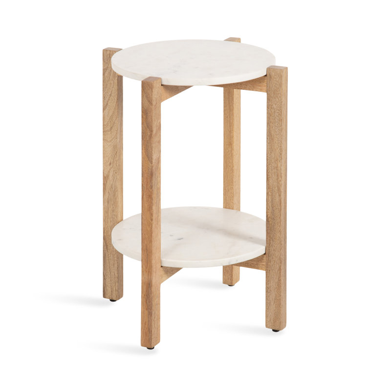 Round Tiered Marble Side Table, Natural