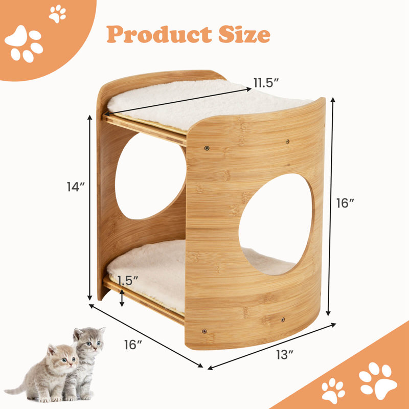  2-tier Cat Tower For Indoor Cats With Double Beds Removable & Washable Cushions