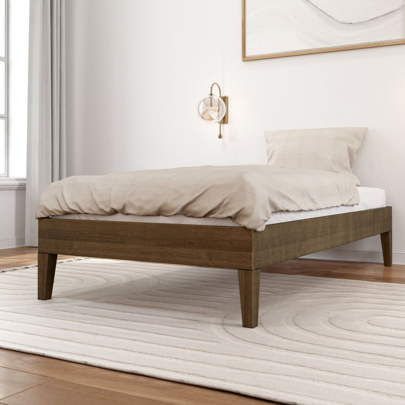 Arikah Solid Wood Bed, Twin, Matte Walnut