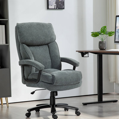 Grande et grande chaise de bureau, jusqu'à 450 lb Fauteuil de bureau lourd à haut dossier avec roulettes pivotantes, fauteuil de direction pour personnes lourdes