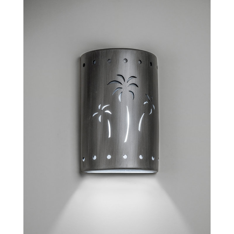 Hockinson Ceramic Outdoor Wall Light, LED Bulb Included, 15" H x 10" W x 5" D, Rubbed Pewter