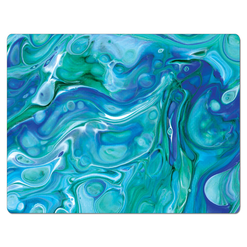 Blue Fluidity Flexible Plastic Rectangular Chopping Mat 15" x 11.5"