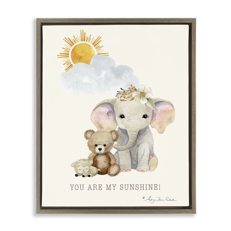 Cadre flottant My Sunshine Elephant & Teddy, design par Audrey Jeanne Roberts, H 31 po x l 25 po
