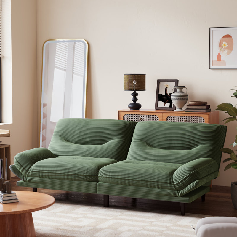 Canapé FUTON avec côtés et dossier réglables, Vert