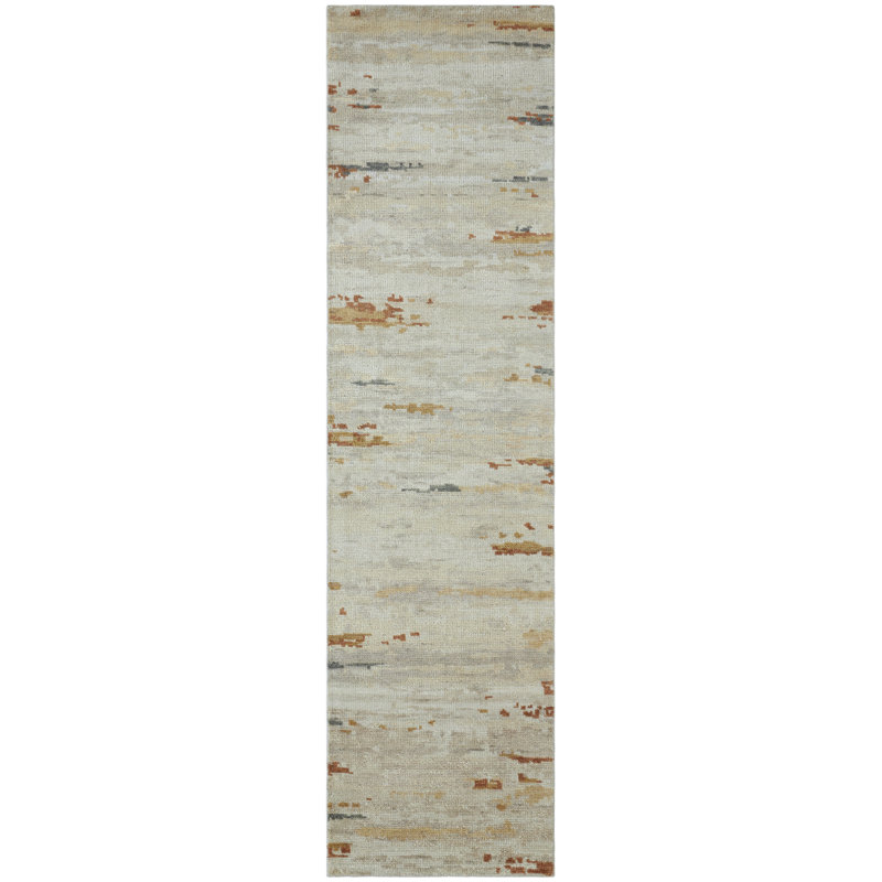 Eason Rust Gray Hand-Knotted Wool Area Rug, Runner 2'6" x 10'