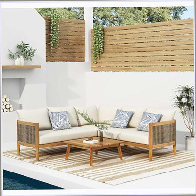 ENSEMBLE DE CONVERSION DE 4 PIÈCES AVEC COUSSIN BEIGE, Teck