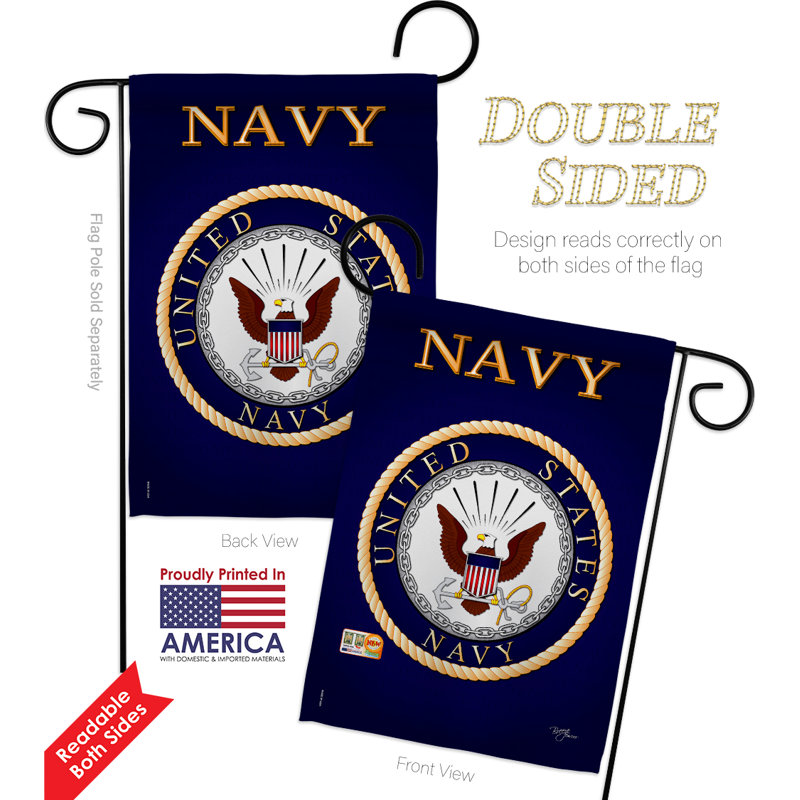 Navy Proudly Family Double-Sided Polyester Garden Flag