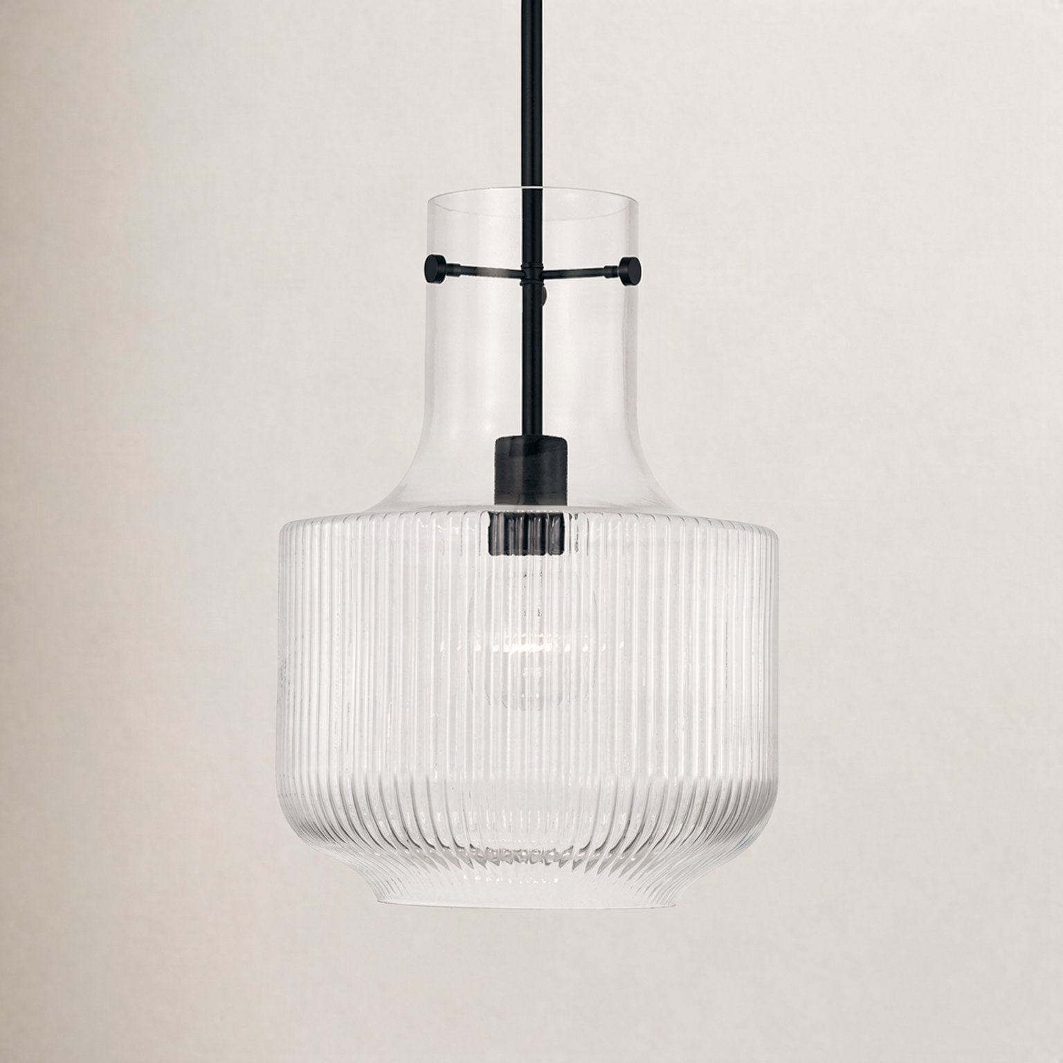 Altera Single Light Glass Dimmable Pendant, Matte Black