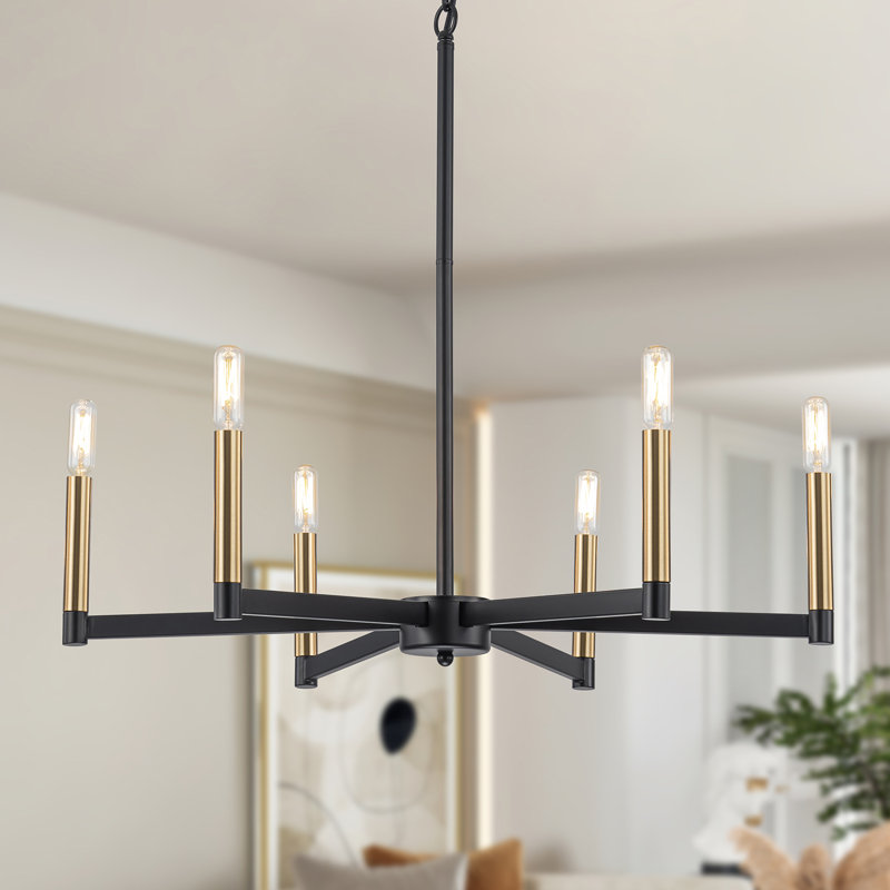 Lustre de style moderne Mid-Century Alcaraz, Noir mat / Or