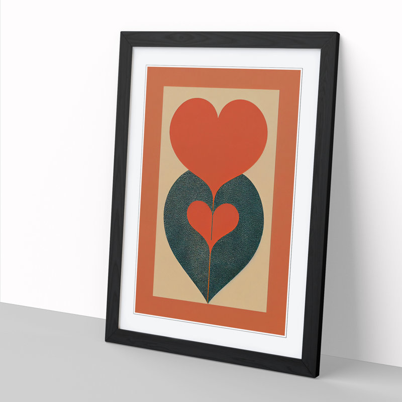 Peggy Love Heart Art Deco Style - Picture Frame Print, 64cm H x 46cm W, Oak