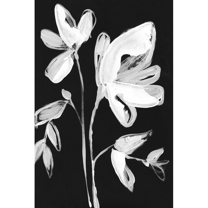 White Whimsical Flowers II by Jennifer Goldberger - Wrapped Canvas Painting, 122cm H x 81cm W
