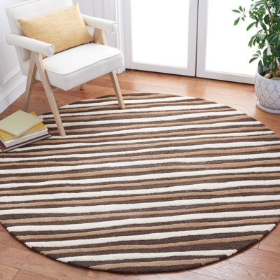 Schmier Martha Stewart Hand Tufted Wool/Viscose Striped Rug in Tilled Soil Brown