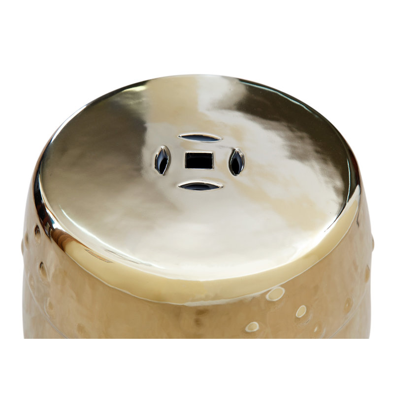 Rahima Ceramic Accent Stool, Gold