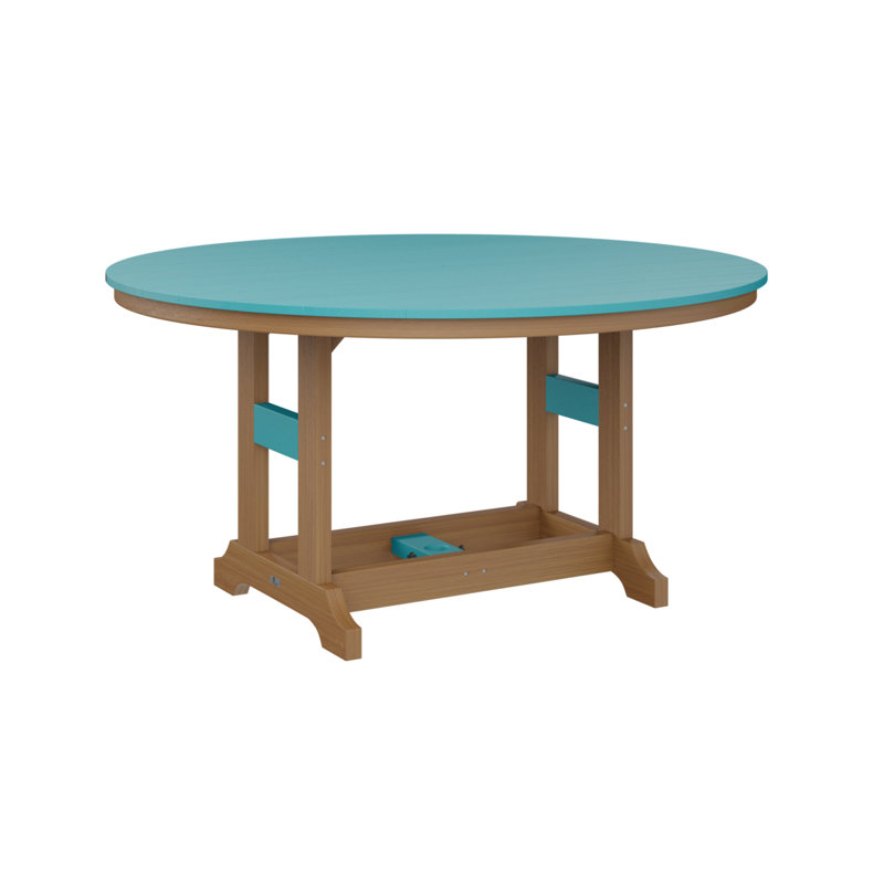 Table de bar ronde Berlin Classic, Acajou antique, Bleu Aruba