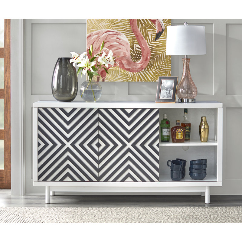 Altermease 63'' Sideboard, White/Black