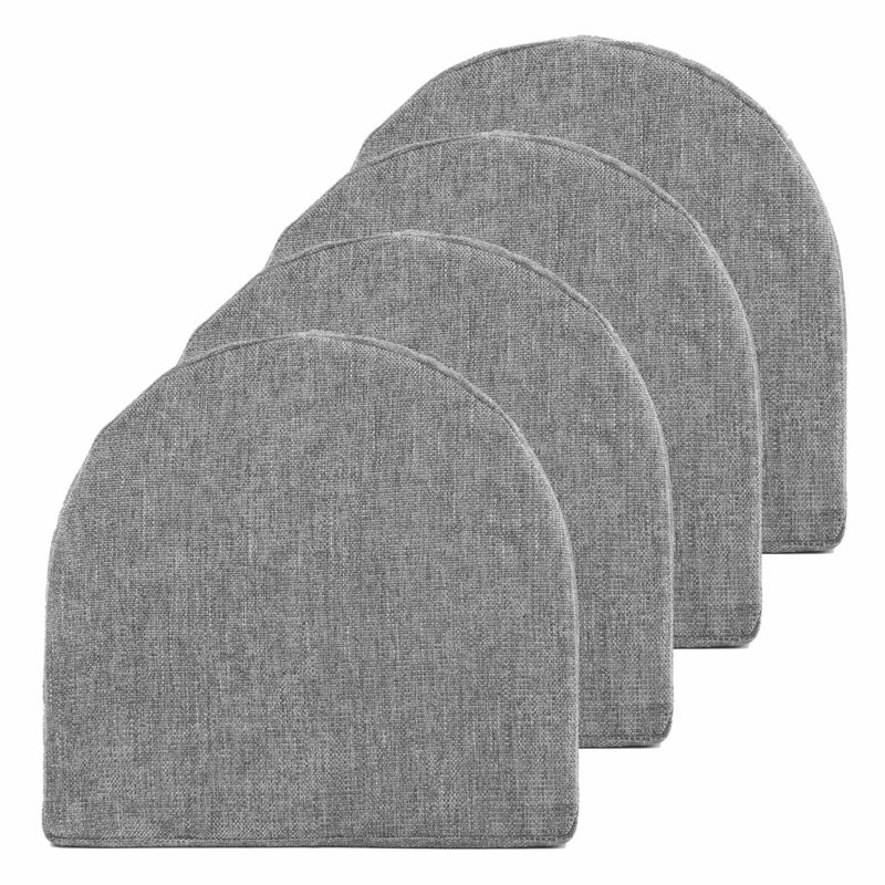 Coussins de chaise d'intérieur haute densité en mousse à mémoire de forme avec attaches, Gris, 4