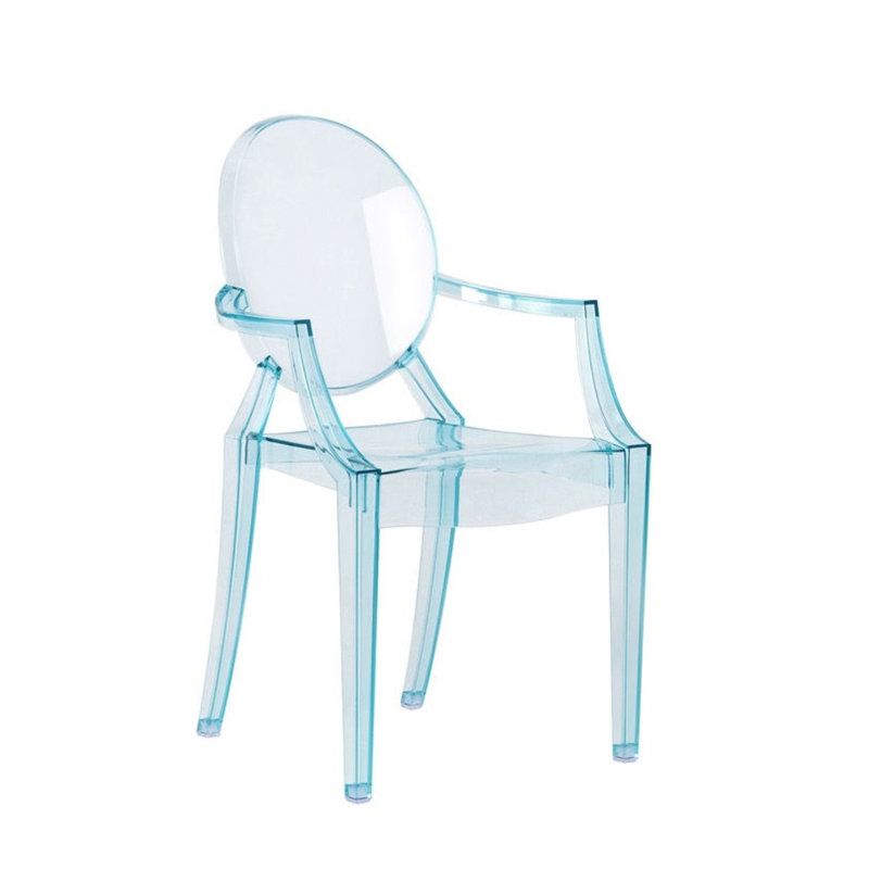 Chaise de salle à manger avec accoudoir transparente Bryer, Noir, H 25 po x l 15 po x P 14 po