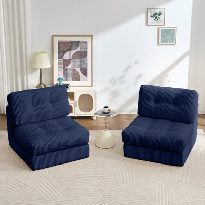 Boneless 8.3" Futon Mattress, Folding Sofa Bed,Modern Corduroy Upholstered Sofa - Comfortable Accent Chair,Set Of 2