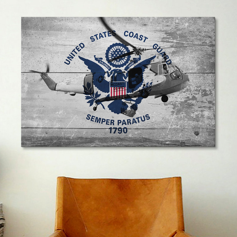 Drapeau de la garde côtière, garde-côtes rétro avec planches de bois, impression sur toile, H 18 po x l 26 po x P 1,5 po