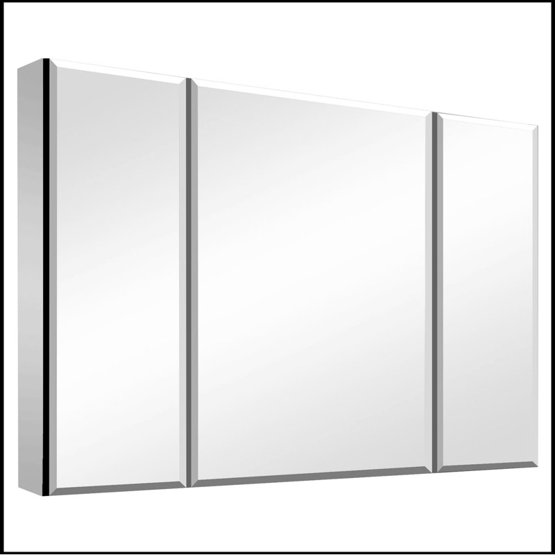 Armoire à pharmacie en aluminium 36 po x 26 po avec tablettes réglables en verre imperméables et résistantes à la rouille