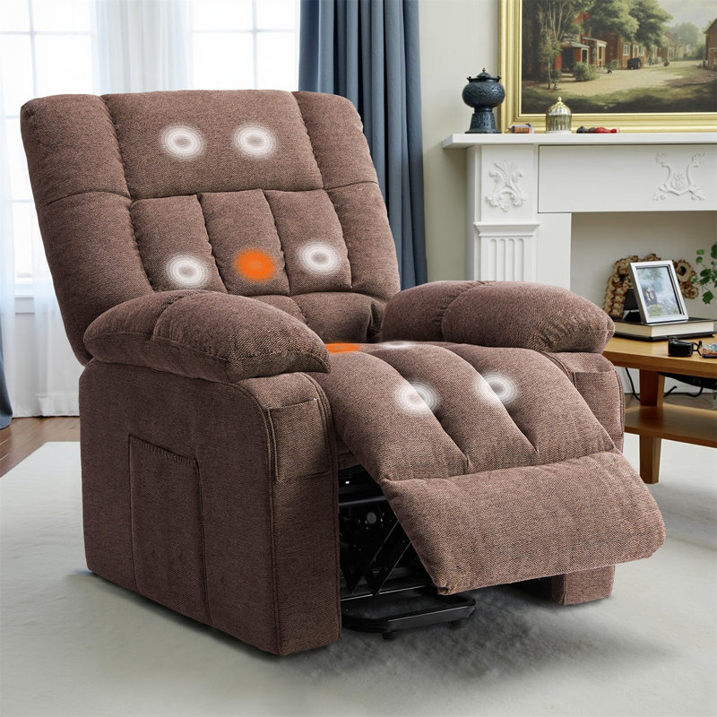 Fauteuil inclinable électrique surdimensionné surdimensionné, grand fauteuil inclinable électrique avec massage, poches latérales