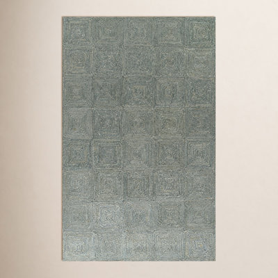 Mykonos Blue Hand-Woven Geometric Jute Rug