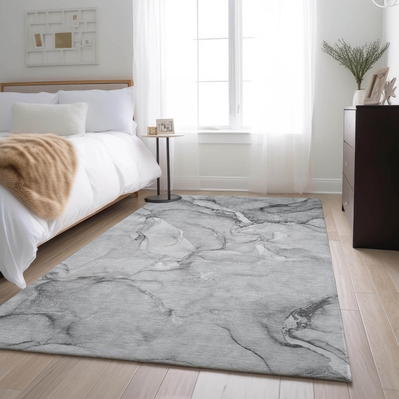 Premium Machine Washable Cerrito AMF516 Gray Rug, Rectangle 9' x 12'