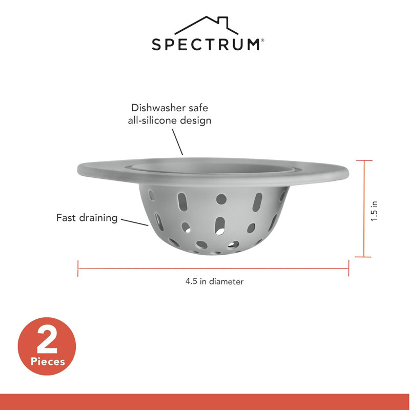Spectrum Silicone Sink Strainer 2-Pack Oyster Gray, Oyster Gray