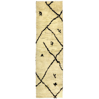 Moroccan Hand Woven Cotton and Wool Abstract Area Rug