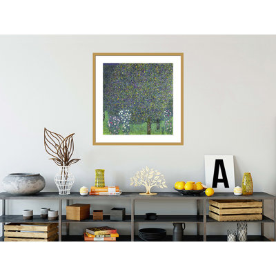 Roses sous les arbres par Gustav Klimt, impression giclée encadrée