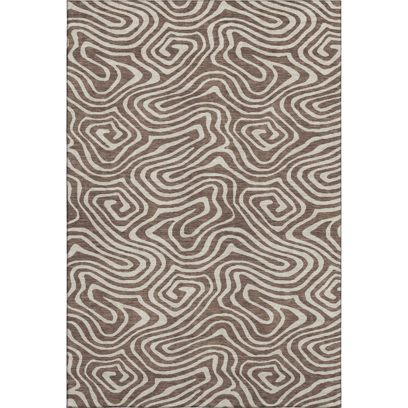 Premium Machine Washable Guada AMF1020 Swirls Rug, Rectangle 5' x 7'6"