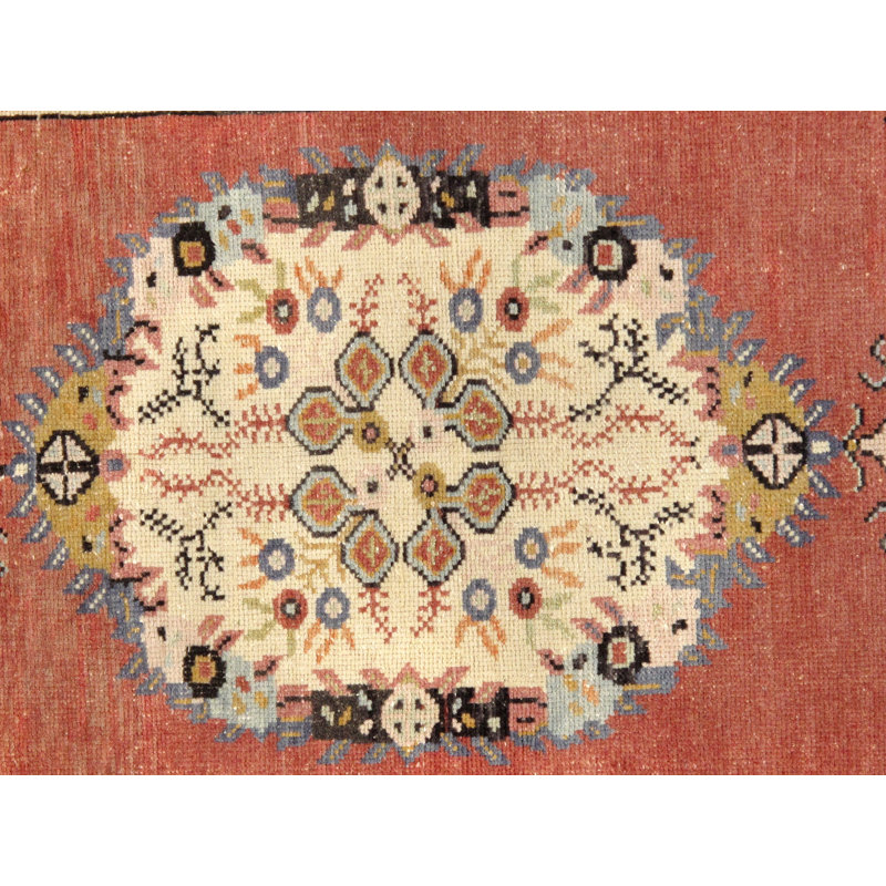 Ivory Coral Vintage Hand-Knotted Wool Area Rug 3' x 5'9"