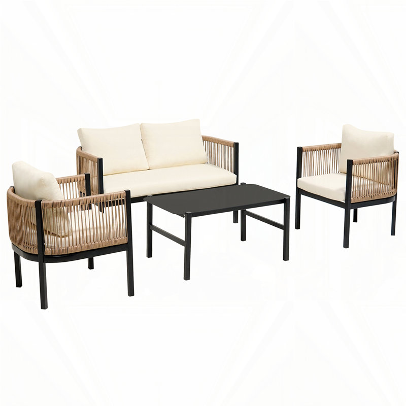 Multi-person Outdoor Sofa Combination with A Table, Beige