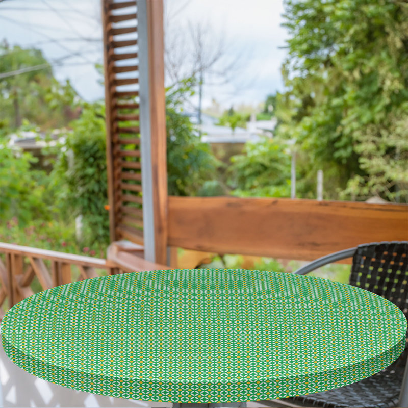 Ambesonne Vintage Fitted Round Tablecloth Green Earth Yellow, 51.97" Round
