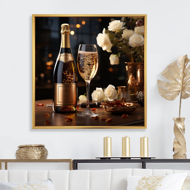 Classic Elegance III sur toile, Cadre flottant doré, H 16 po x l 16 po x P 1 po