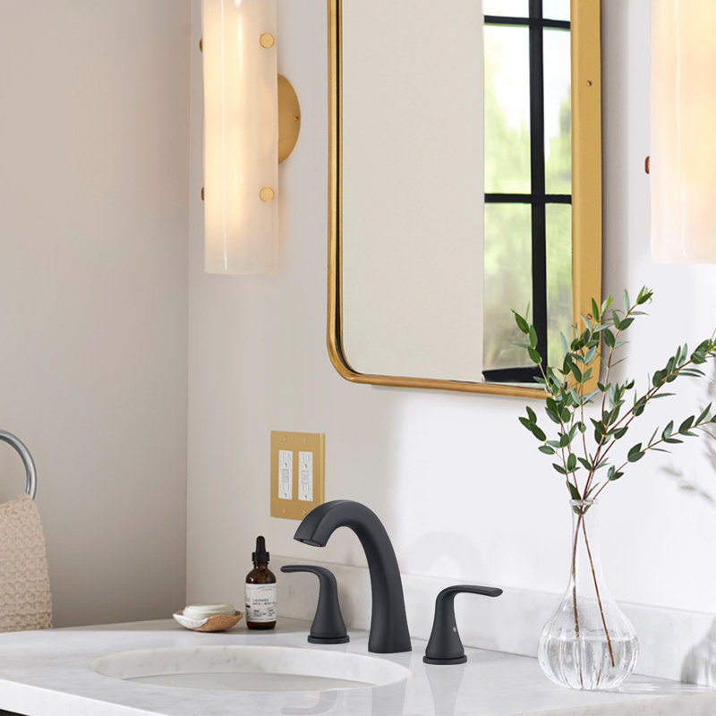 2-handle Bathroom Faucet with Drain Assembly, Matte Black