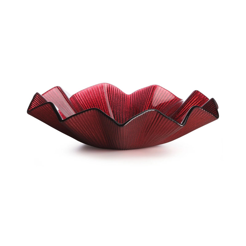 Noel Glass Centerpiece Cm.39, Red