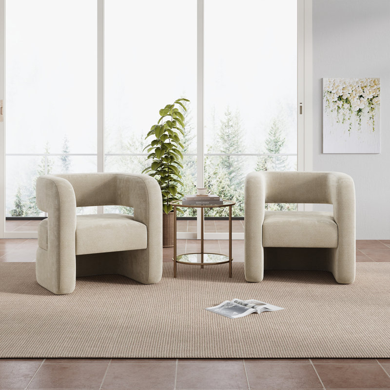 Full Assembled Upholstered Accent Barrel Chairs （set Of 2）, Bright Green