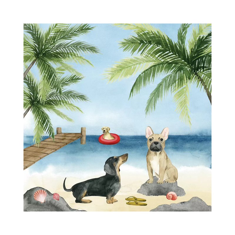 Dogs on Deck I 1 Piece Wrapped Canvas Painting, 45.72 cm H x 45.72 cm W