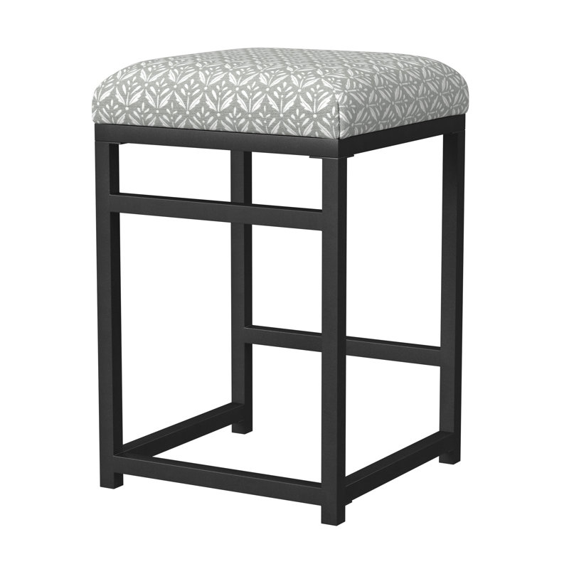 Junad Upholstered Counter Stool, Gray Floral