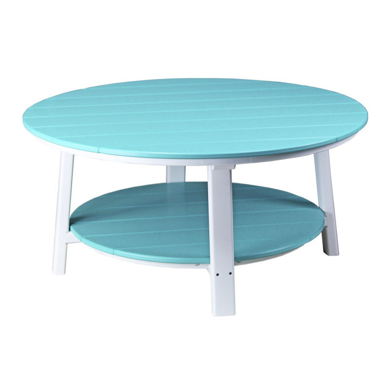Orma Round Outdoor Coffee Table , 43'' in. W 43'' in. D, Aruba Blue, White
